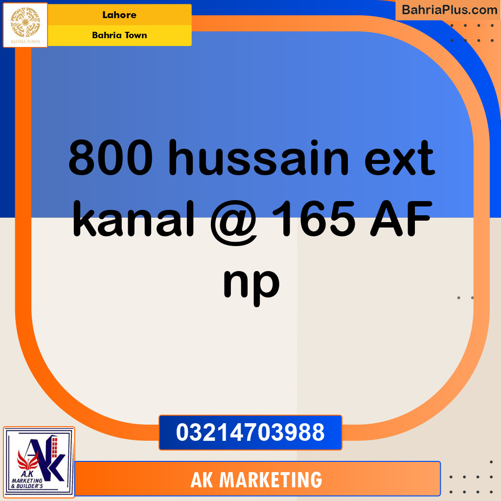 Residential Plot for Sale in Bahria Town, Lahore - (BP-237309)