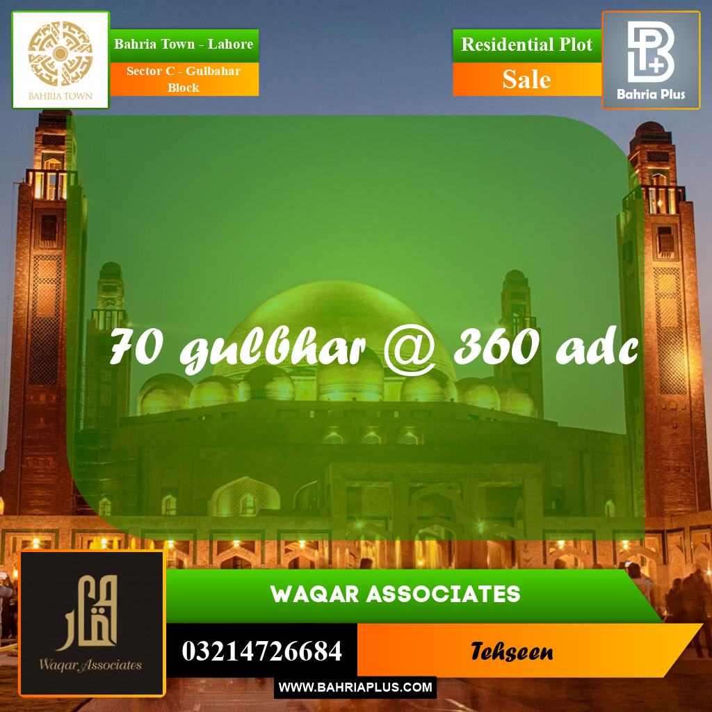 1 Kanal Residential Plot for Sale in Sector C - Gulbahar Block -  Bahria Town, Lahore - (BP-237317)