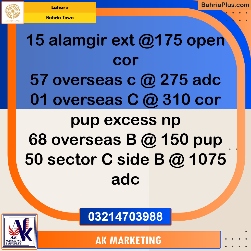 Commercial Plot for Sale in Bahria Town, Lahore - (BP-237319)