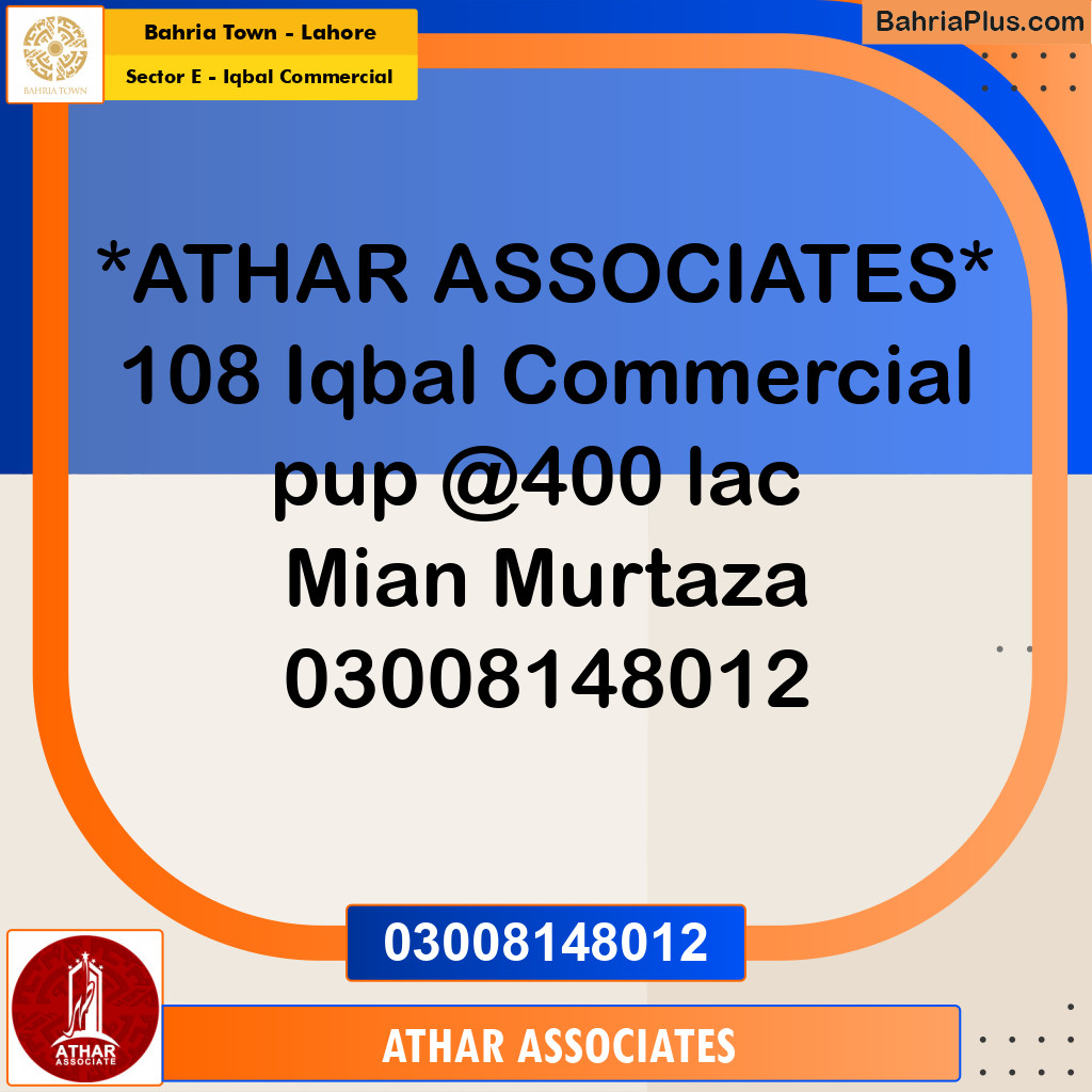 5 Marla Commercial Plot for Sale in Sector E - Iqbal Commercial -  Bahria Town, Lahore - (BP-237332)