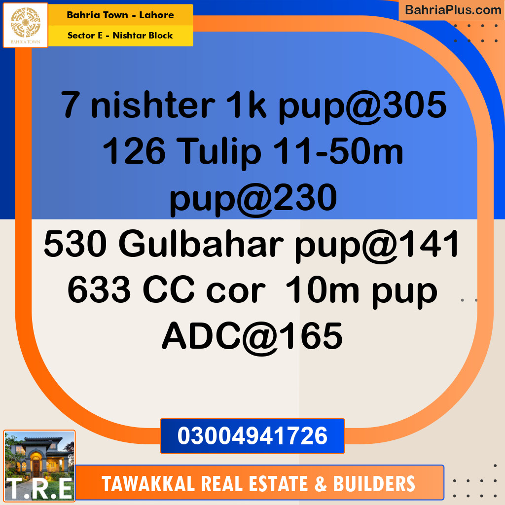 1 Kanal Residential Plot for Sale in Sector E - Nishtar Block -  Bahria Town, Lahore - (BP-237338)