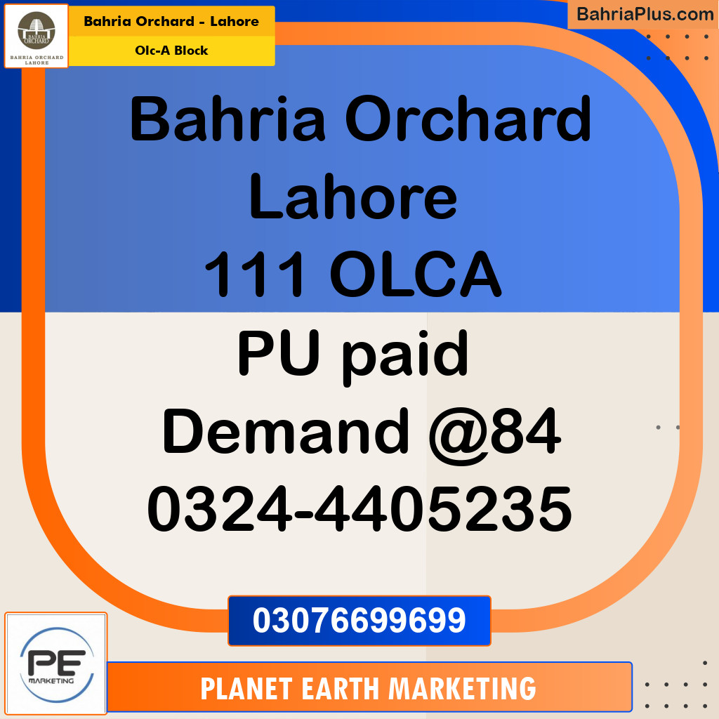 8 Marla Residential Plot for Sale in OLC-A Block -  Bahria Orchard, Lahore - (BP-237349)