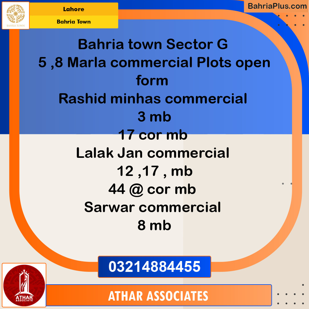 Commercial Plot for Sale in Bahria Town, Lahore - (BP-237373)