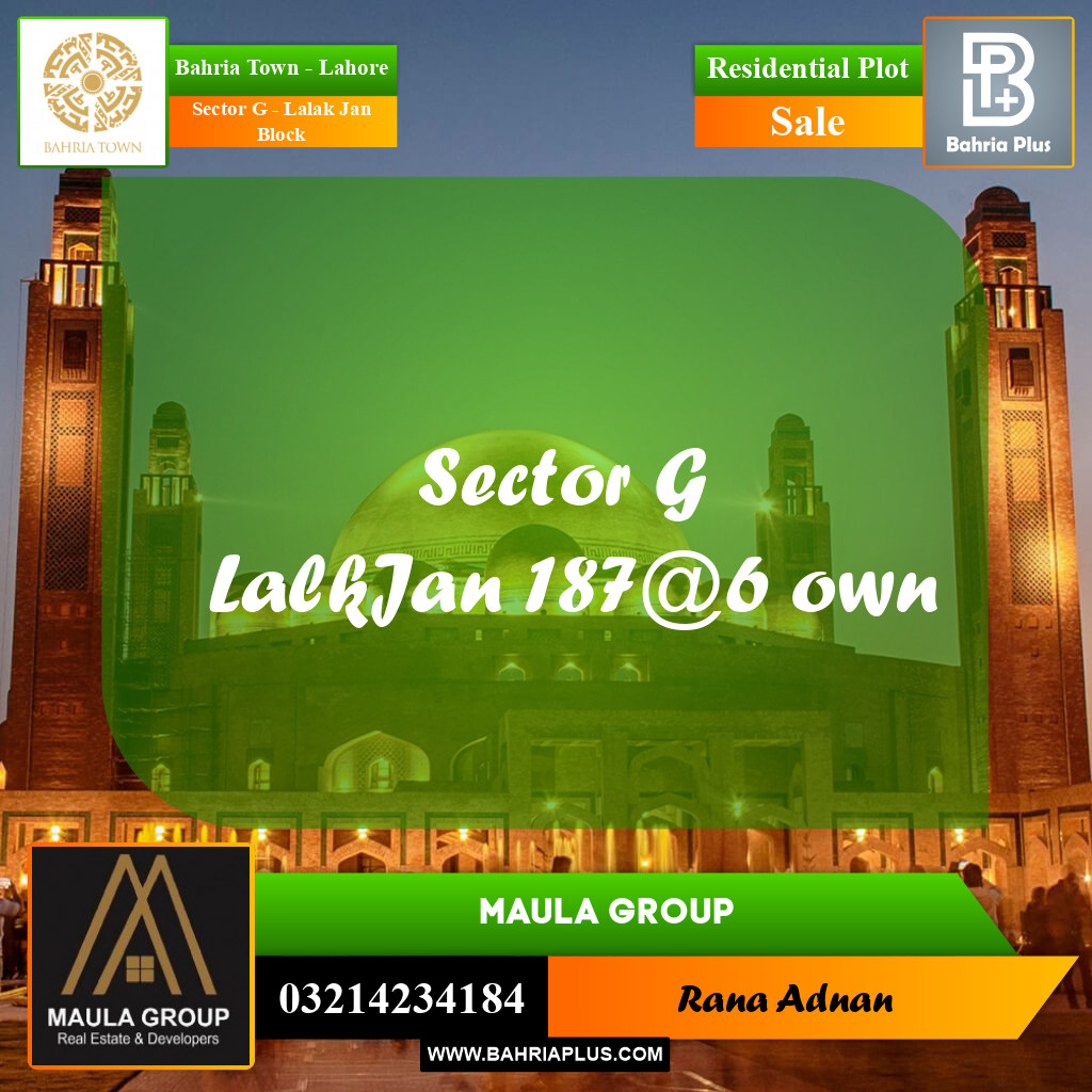 5 Marla Residential Plot for Sale in Sector G - Lalak Jan Block -  Bahria Town, Lahore - (BP-237393)