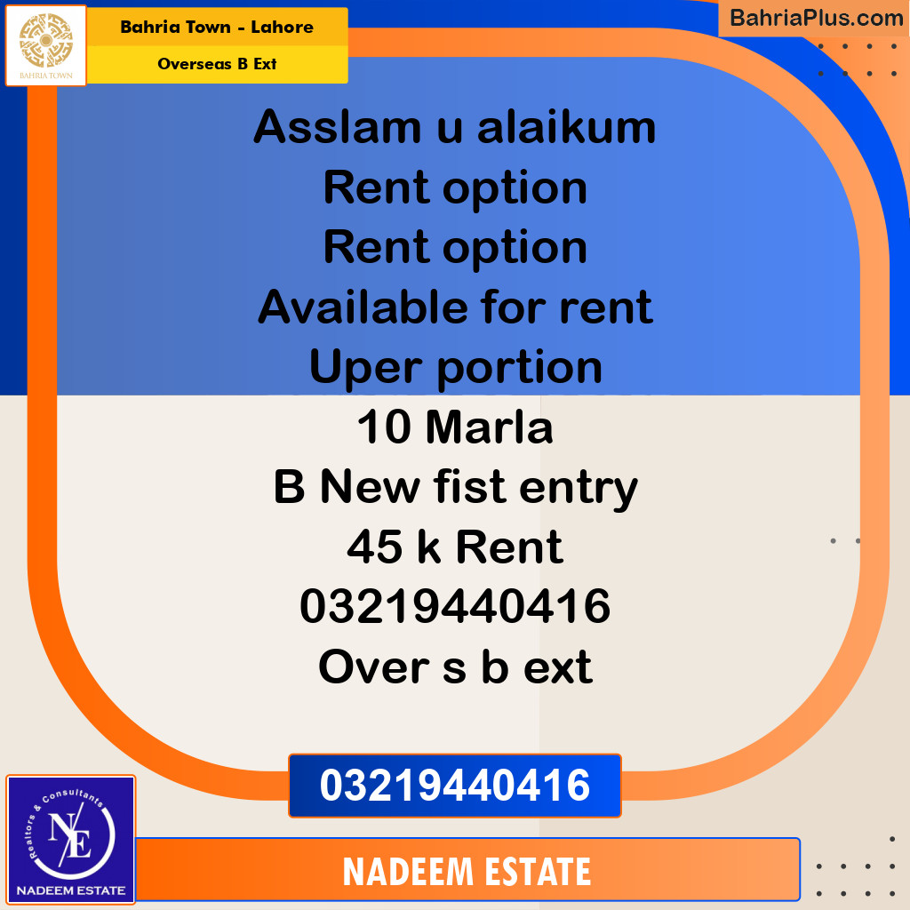 Residential House for Sale in Overseas B Ext -  Bahria Town, Lahore - (BP-237394)