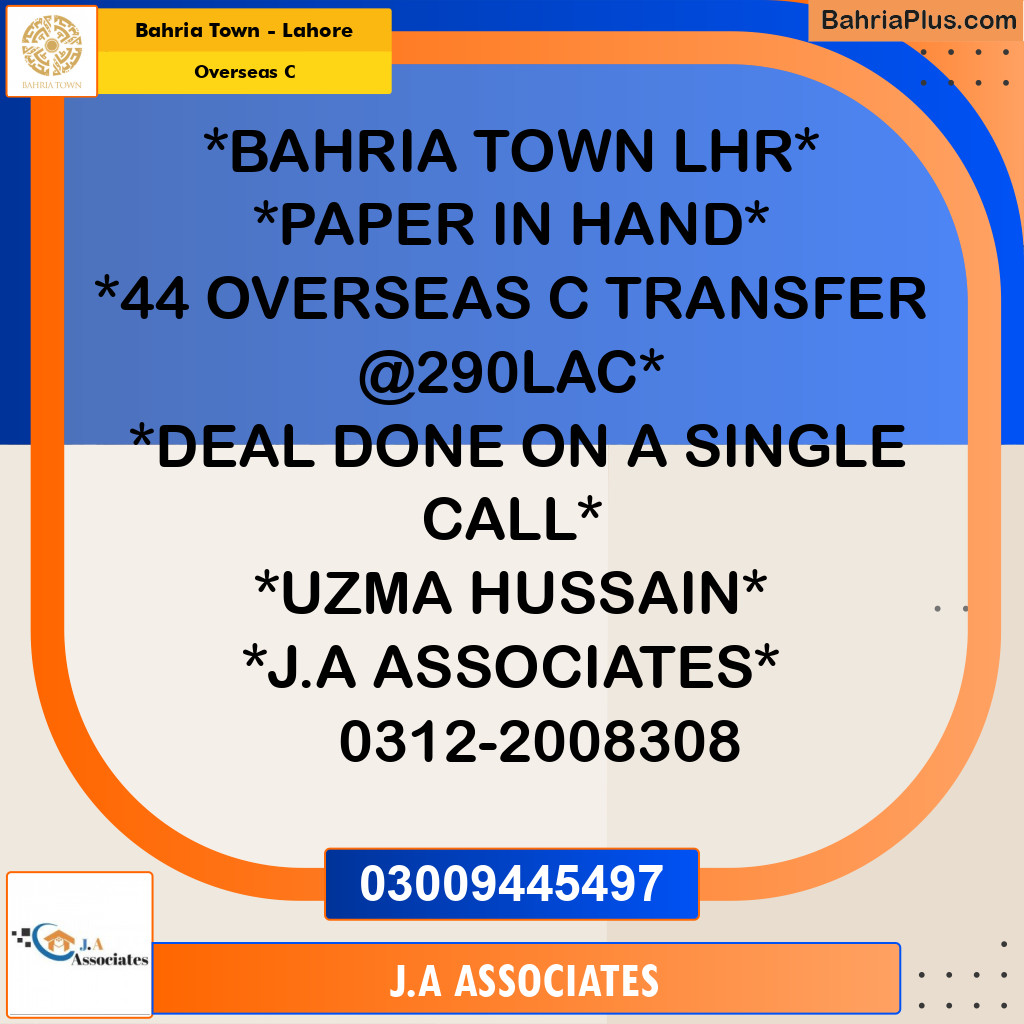5 Marla Residential Plot for Sale in Overseas C -  Bahria Town, Lahore - (BP-237397)