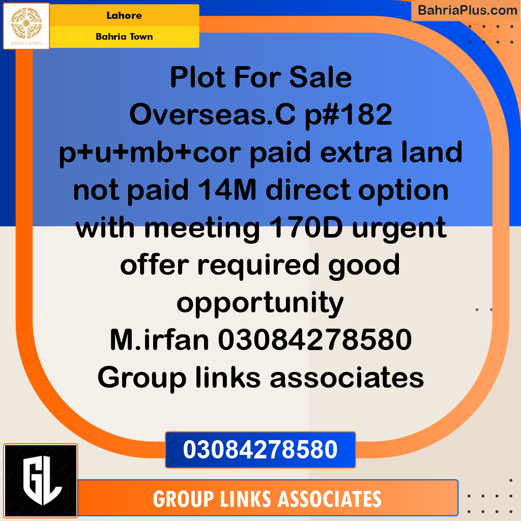 Residential Plot for Sale in Bahria Town, Lahore - (BP-237447)