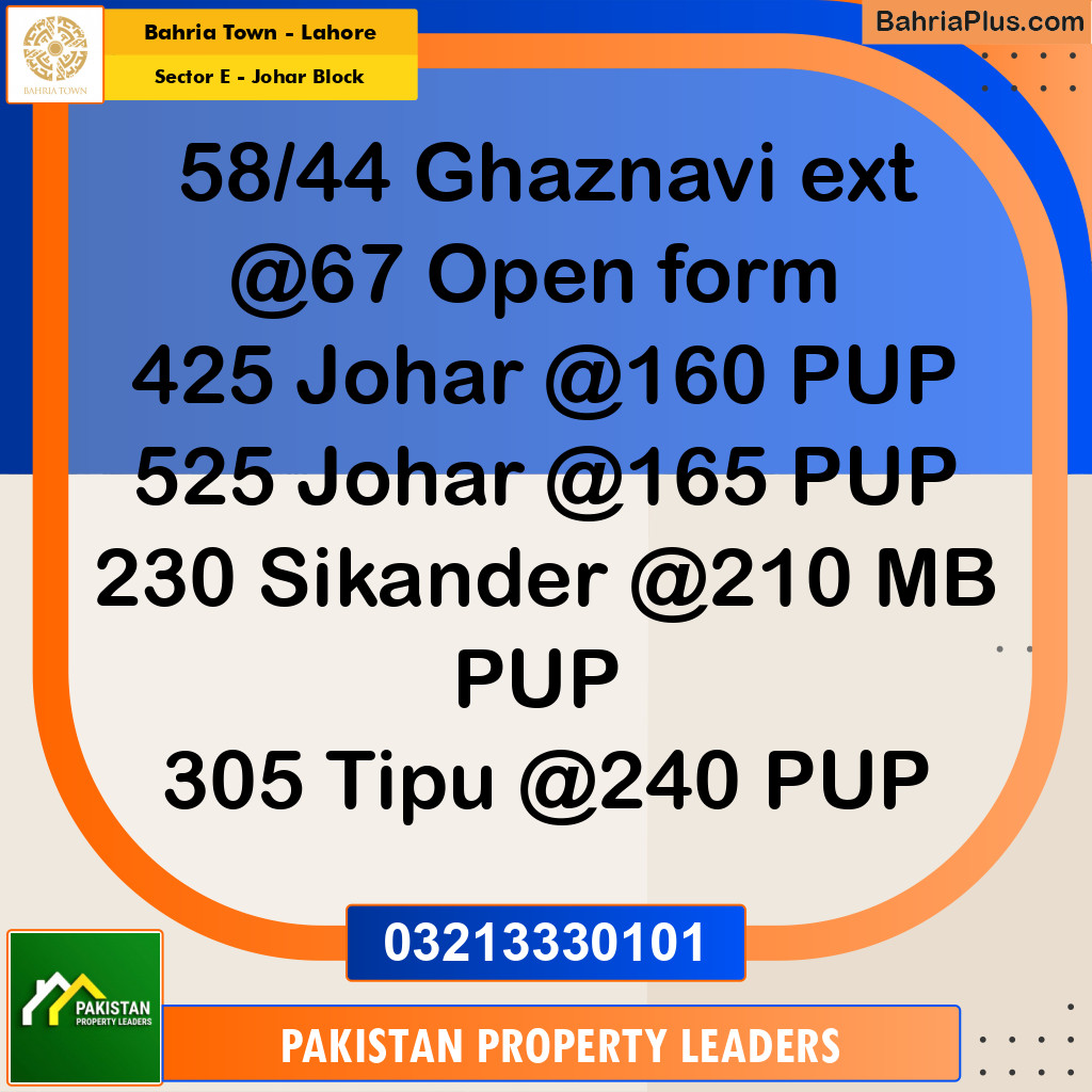 10 Marla Residential Plot for Sale in Sector E - Johar Block -  Bahria Town, Lahore - (BP-237456)