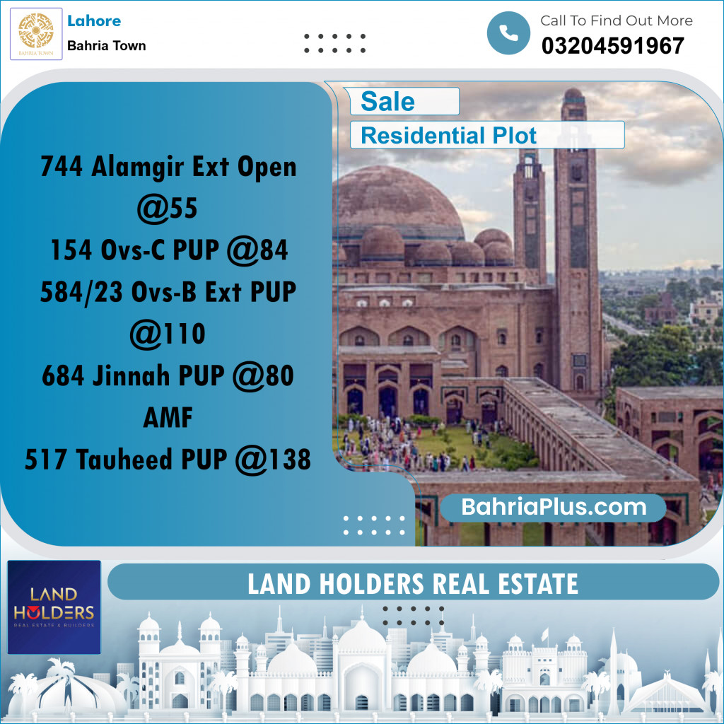 Residential Plot for Sale in Bahria Town, Lahore - (BP-237526)