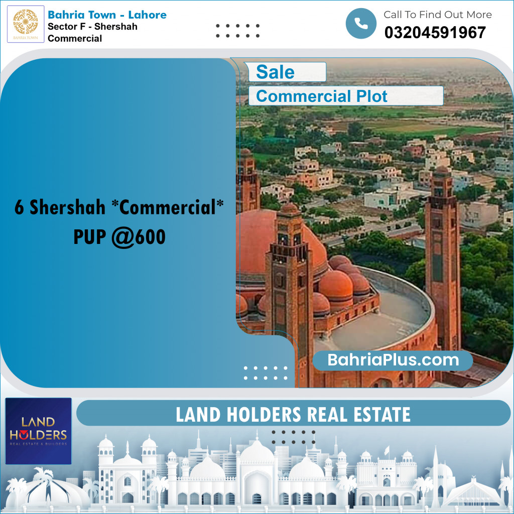 Commercial Plot for Sale in Sector F - Shershah Commercial -  Bahria Town, Lahore - (BP-237529)