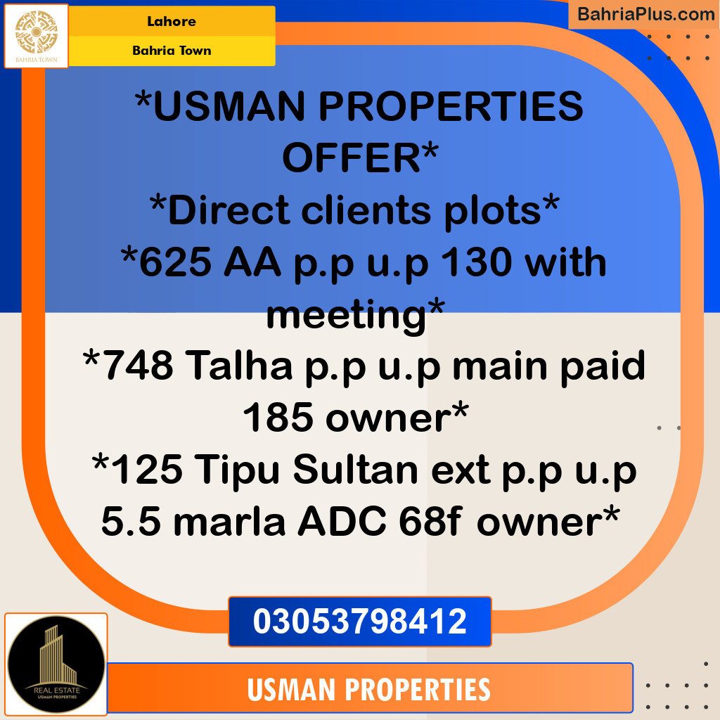 Residential Plot for Sale in Bahria Town, Lahore - (BP-237531)