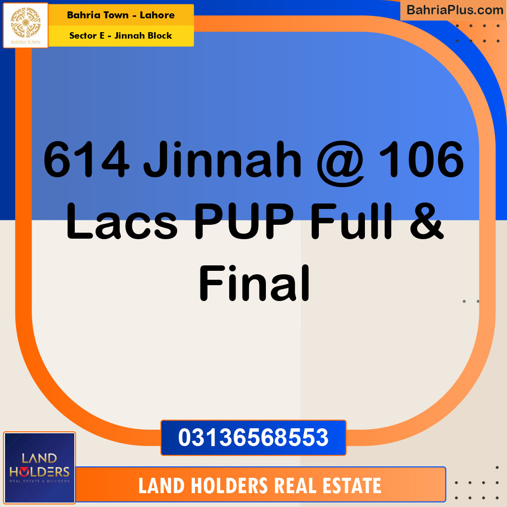 5 Marla Residential Plot for Sale in Sector E - Jinnah Block -  Bahria Town, Lahore - (BP-237563)
