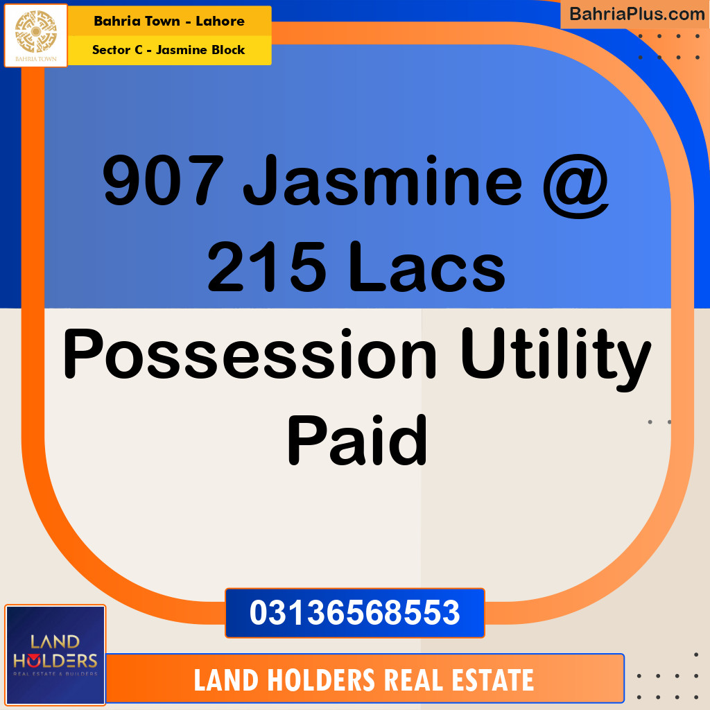 10 Marla Residential Plot for Sale in Sector C - Jasmine Block -  Bahria Town, Lahore - (BP-237585)