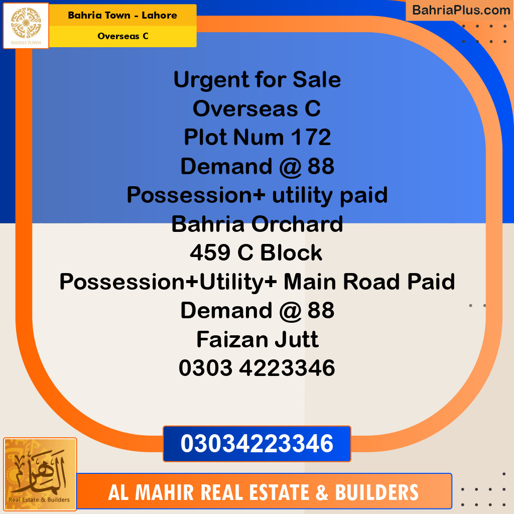 Residential Plot for Sale in Overseas C -  Bahria Town, Lahore - (BP-237599)