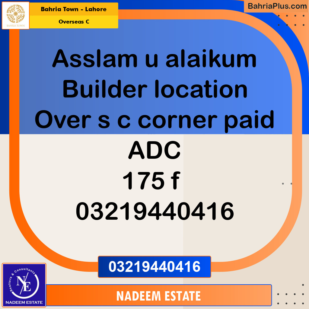 Residential Plot for Sale in Overseas C -  Bahria Town, Lahore - (BP-237737)