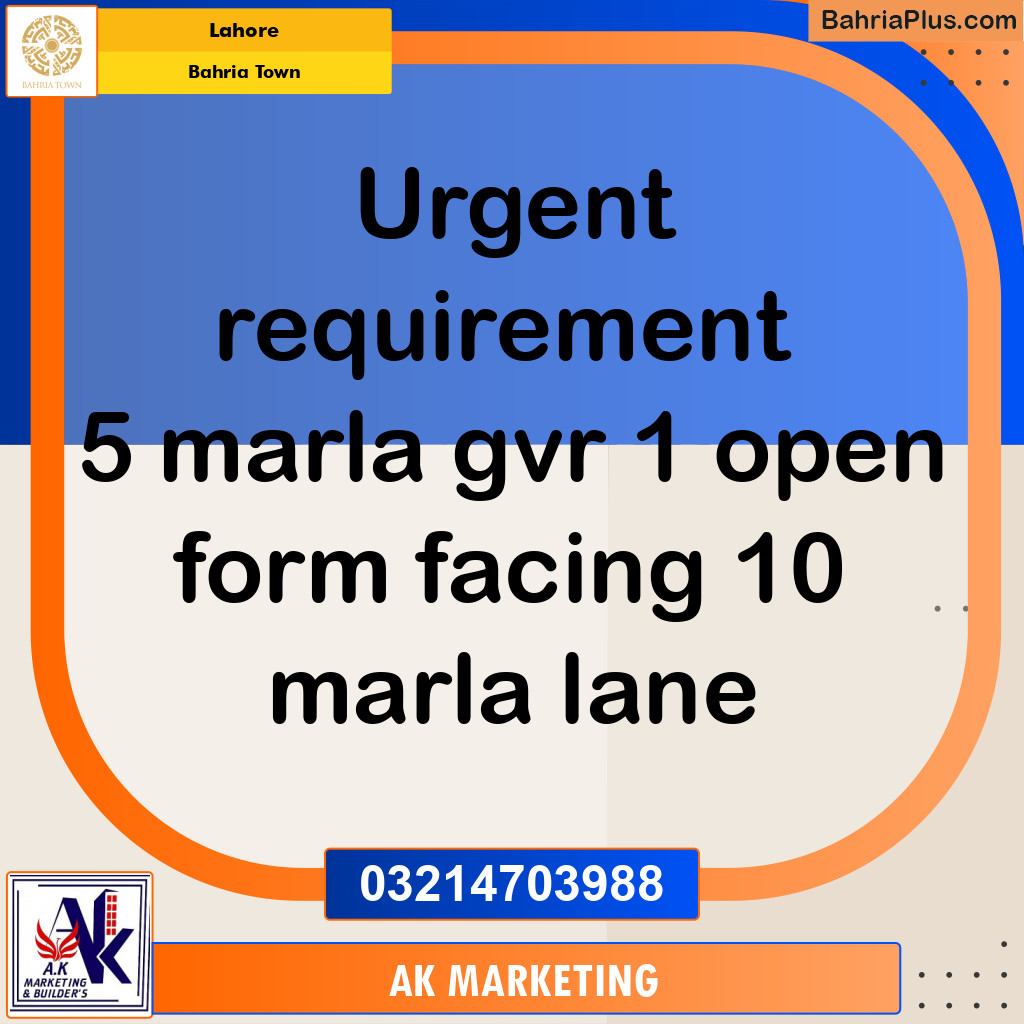 Residential Plot for Sale in Bahria Town, Lahore - (BP-237766)