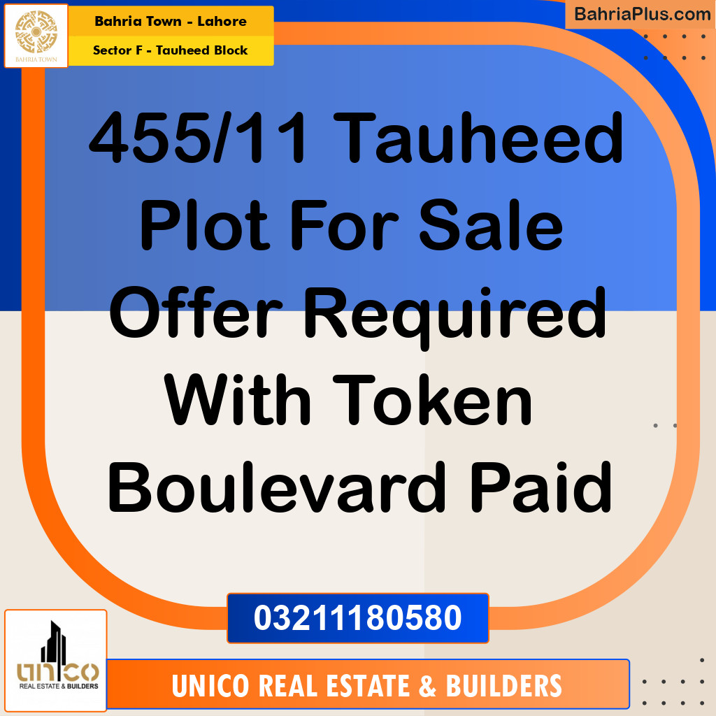 10 Marla Residential Plot for Sale in Sector F - Tauheed Block -  Bahria Town, Lahore - (BP-237781)