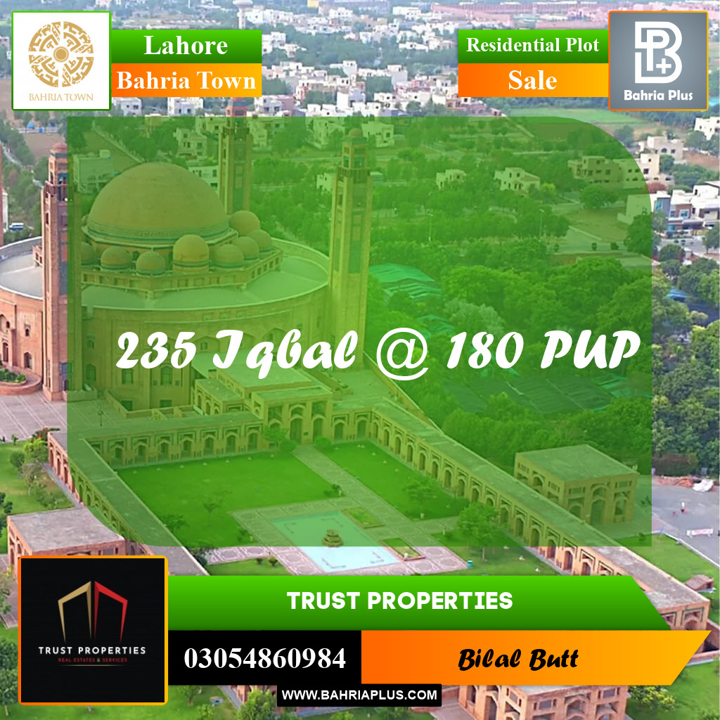 Residential Plot for Sale in Bahria Town, Lahore - (BP-237787)