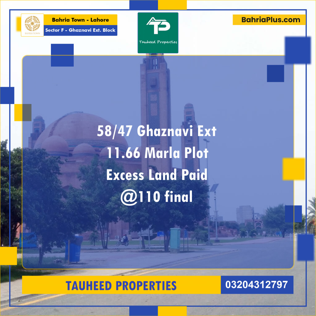 10 Marla Residential Plot for Sale in Sector F - Ghaznavi Ext. Block -  Bahria Town, Lahore - (BP-237788)