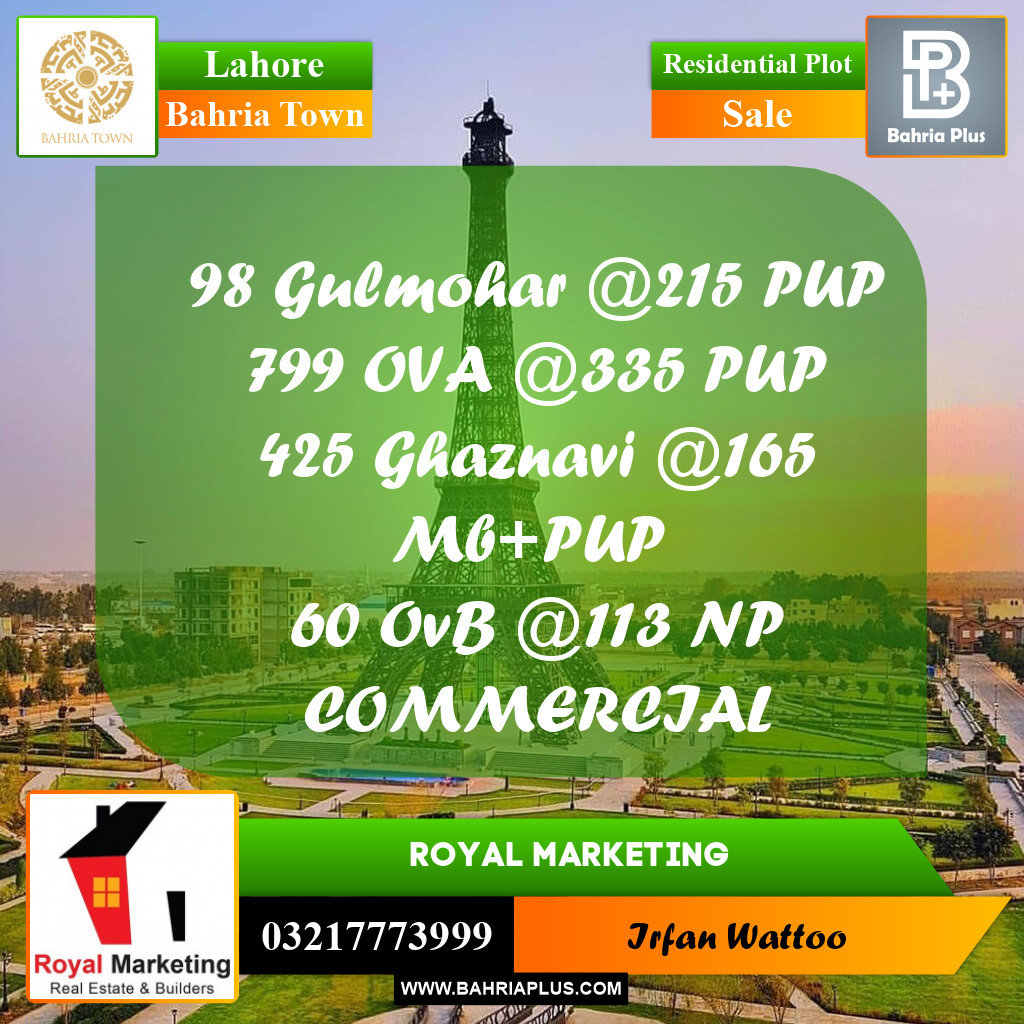Residential Plot for Sale in Bahria Town, Lahore - (BP-237794)