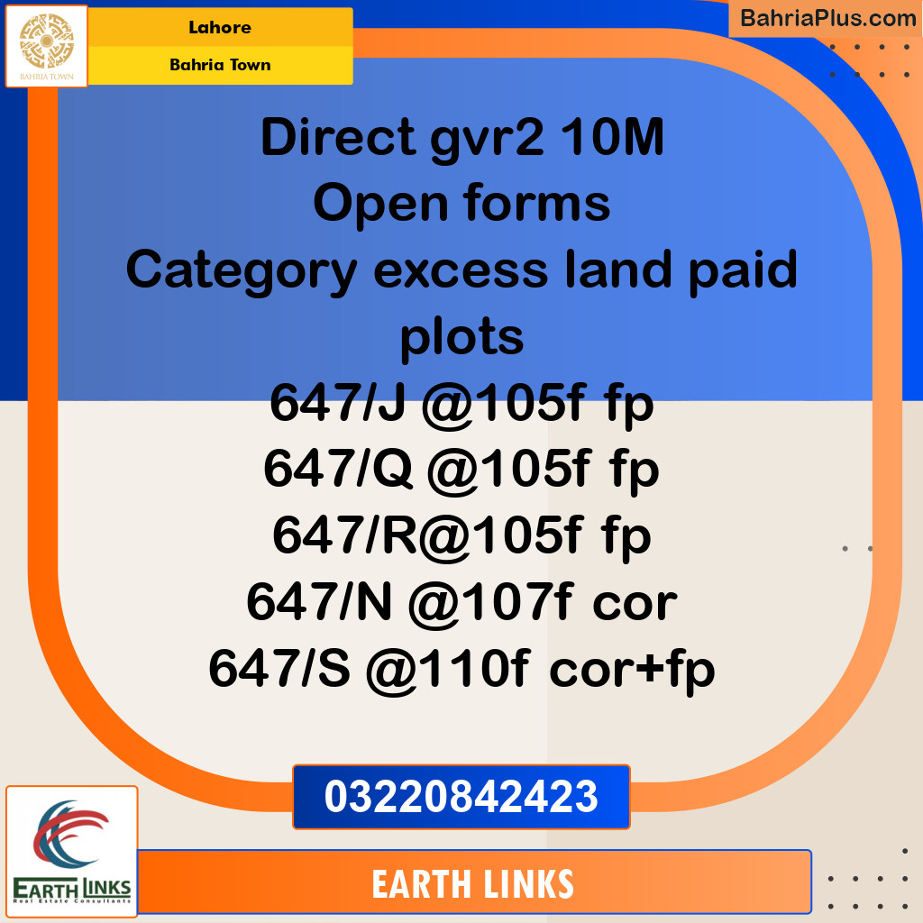 Residential Plot for Sale in Bahria Town, Lahore - (BP-237796)