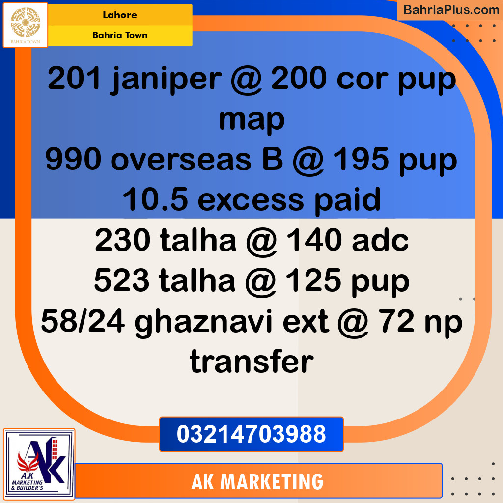 Residential Plot for Sale in Bahria Town, Lahore - (BP-237809)