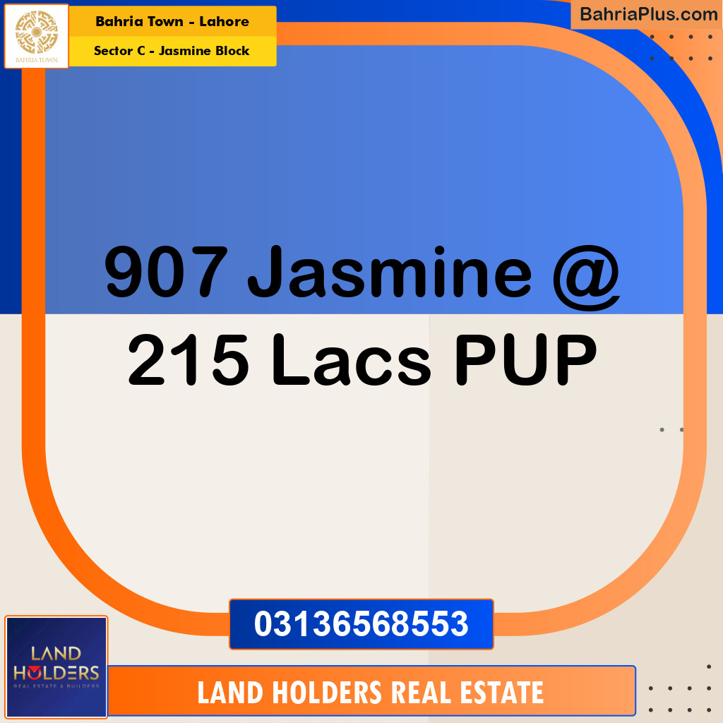 10 Marla Residential Plot for Sale in Sector C - Jasmine Block -  Bahria Town, Lahore - (BP-237815)
