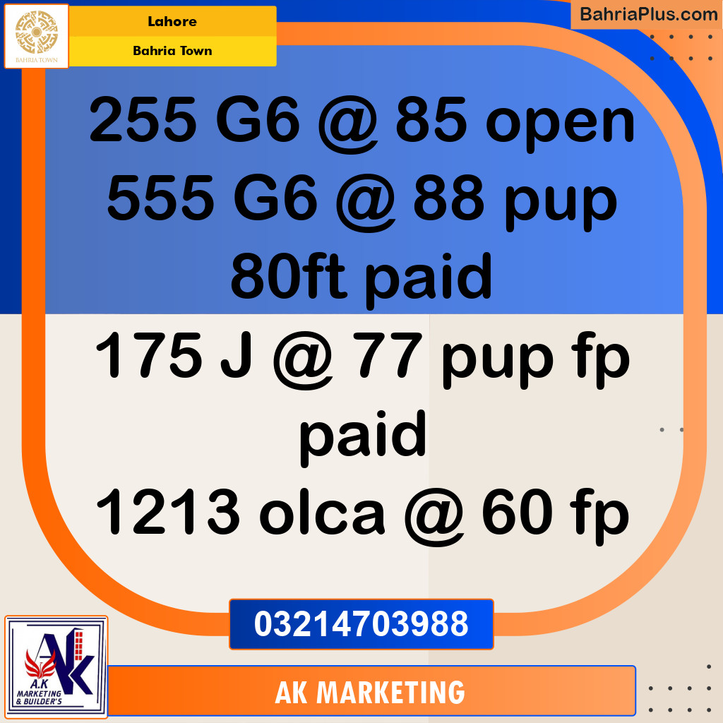 Residential Plot for Sale in Bahria Town, Lahore - (BP-237820)