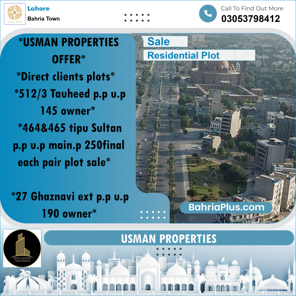 Residential Plot for Sale in Bahria Town, Lahore - (BP-237822)