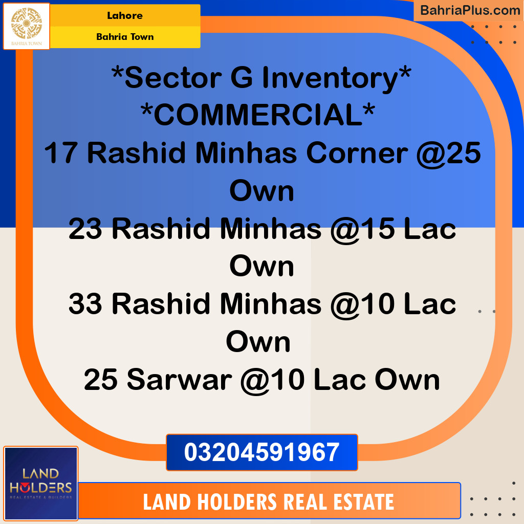 Commercial Plot for Sale in Bahria Town, Lahore - (BP-237857)