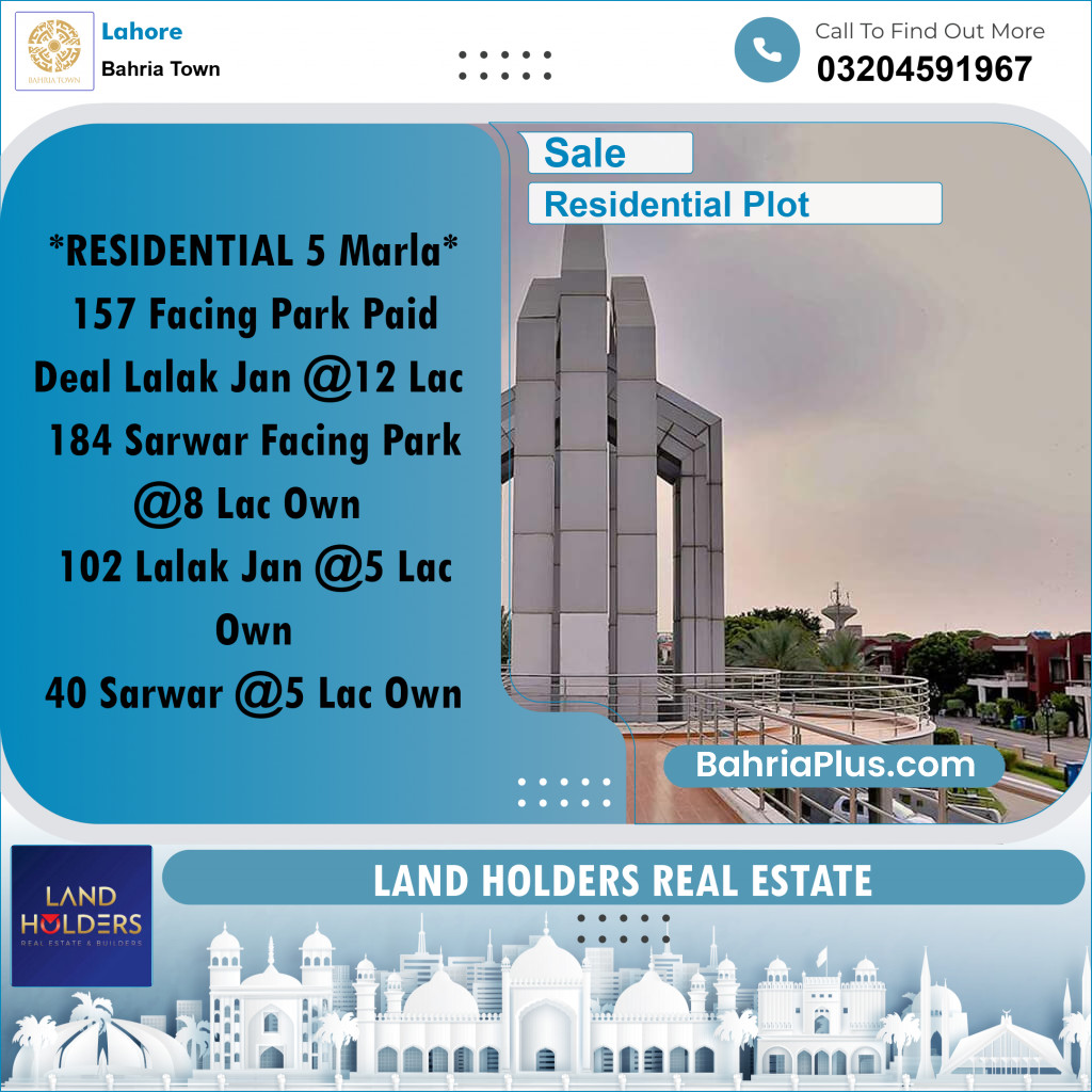 Residential Plot for Sale in Bahria Town, Lahore - (BP-237859)