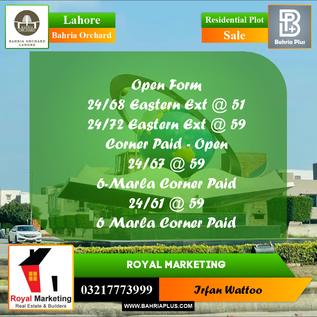 Residential Plot for Sale in Bahria Orchard, Lahore - (BP-237862)