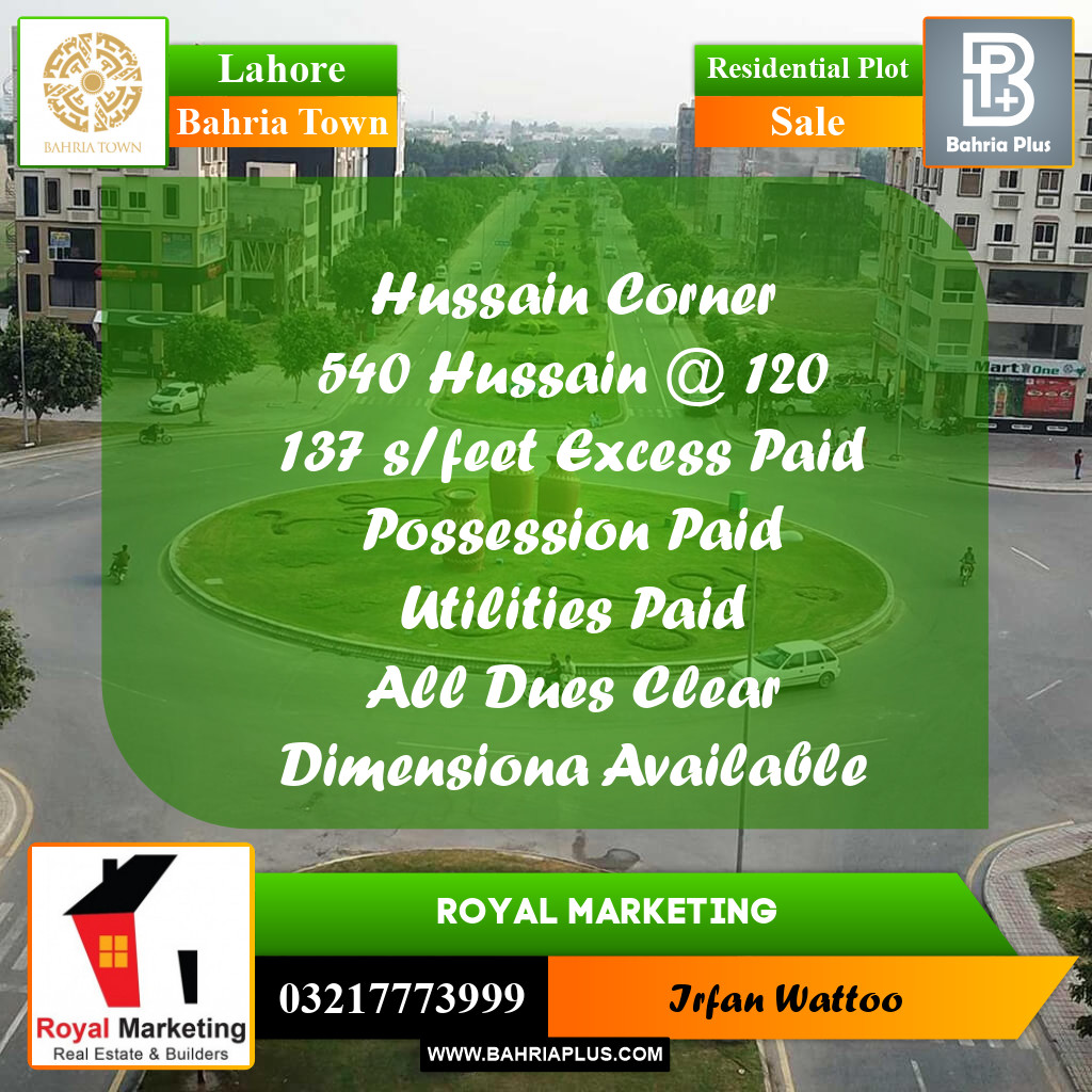 Residential Plot for Sale in Bahria Town, Lahore - (BP-237917)