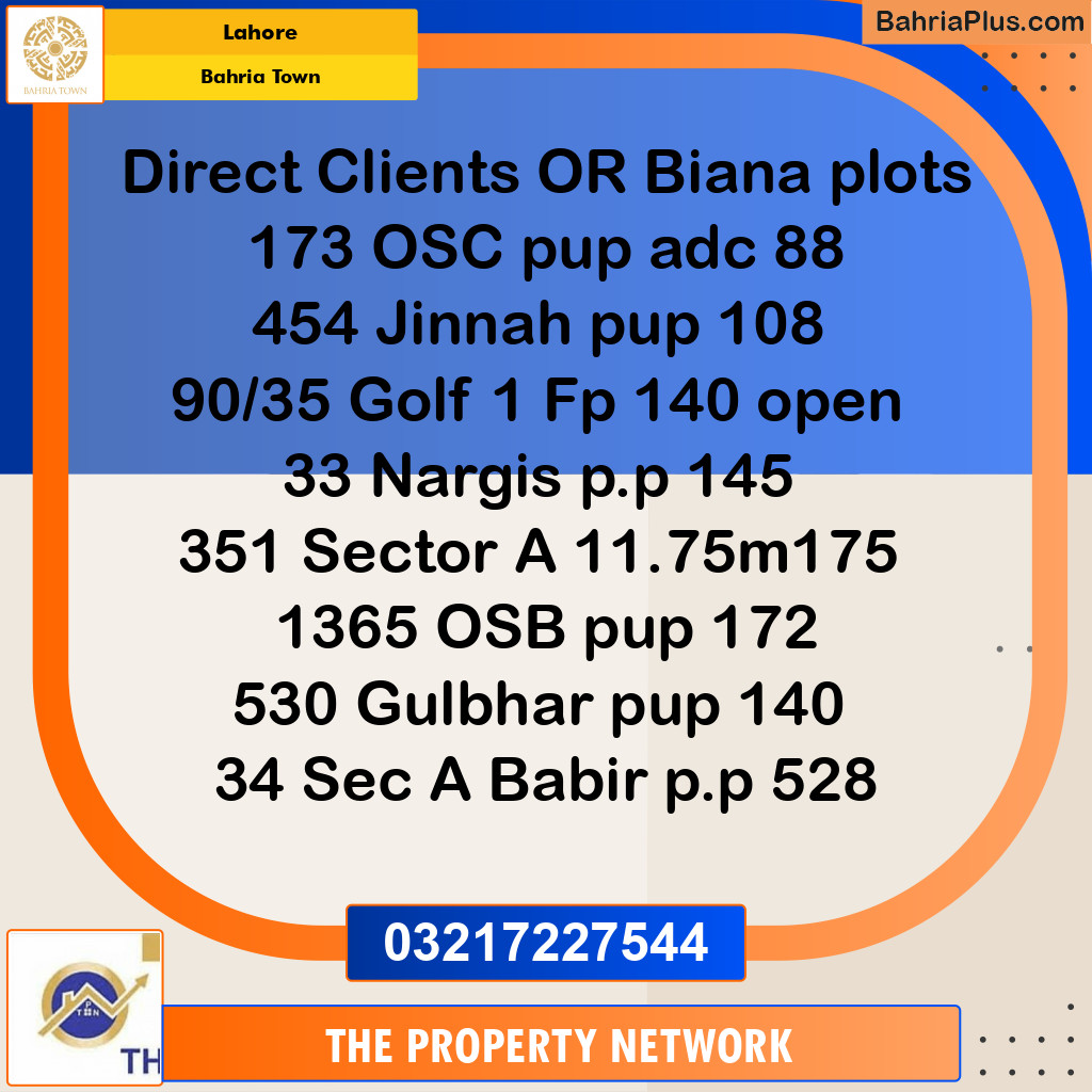 10 Marla Residential Plot for Sale in Bahria Town, Lahore - (BP-237947)