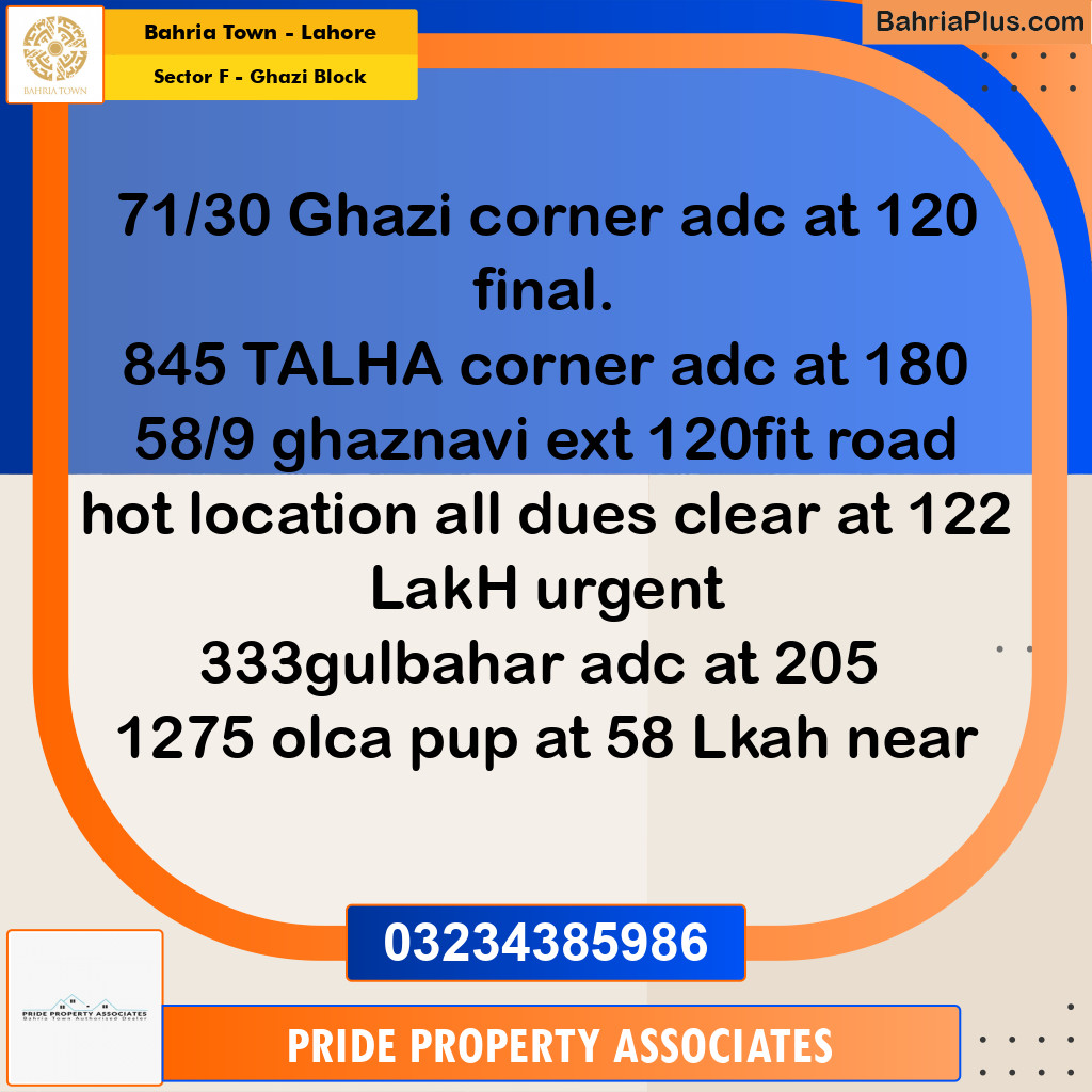 10 Marla Residential Plot for Sale in Sector F - Ghazi Block -  Bahria Town, Lahore - (BP-237959)