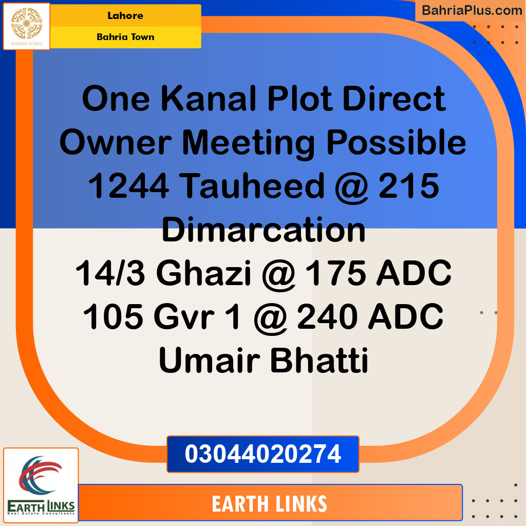 1 Kanal Residential Plot for Sale in Bahria Town, Lahore - (BP-237964)