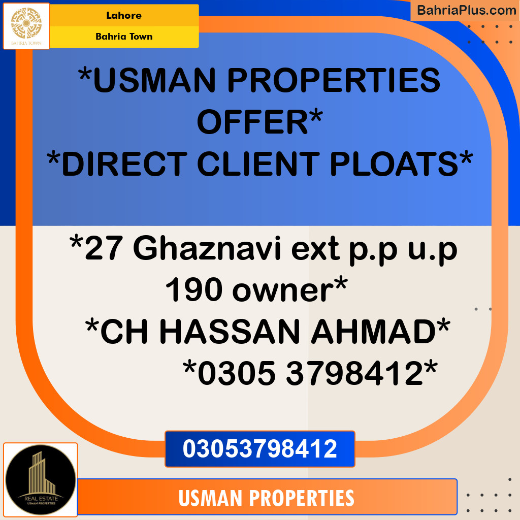 Residential Plot for Sale in Bahria Town, Lahore - (BP-238057)