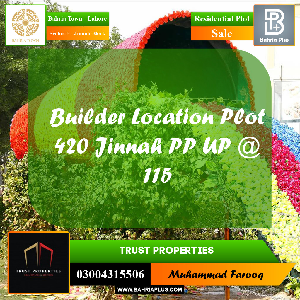 5 Marla Residential Plot for Sale in Sector E - Jinnah Block -  Bahria Town, Lahore - (BP-238074)
