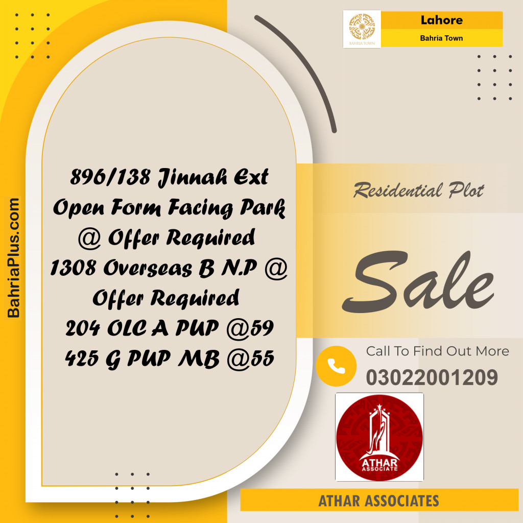 5 Marla Residential Plot for Sale in Bahria Town, Lahore - (BP-238079)