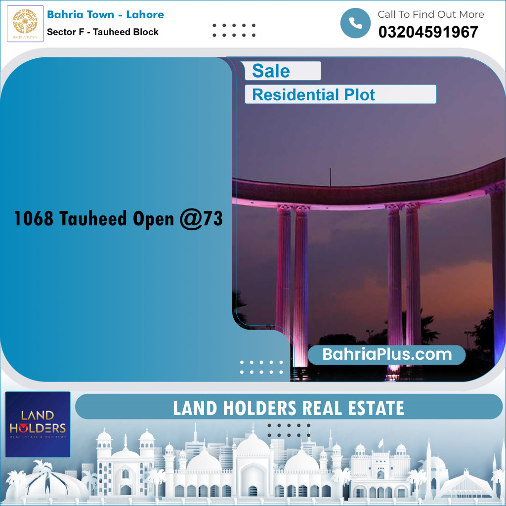 5 Marla Residential Plot for Sale in Sector F - Tauheed Block -  Bahria Town, Lahore - (BP-238104)