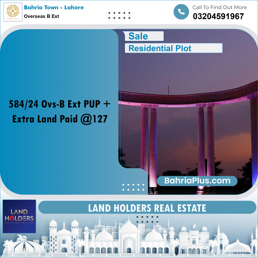 12.5 Marla Residential Plot for Sale in Overseas B Ext -  Bahria Town, Lahore - (BP-238130)
