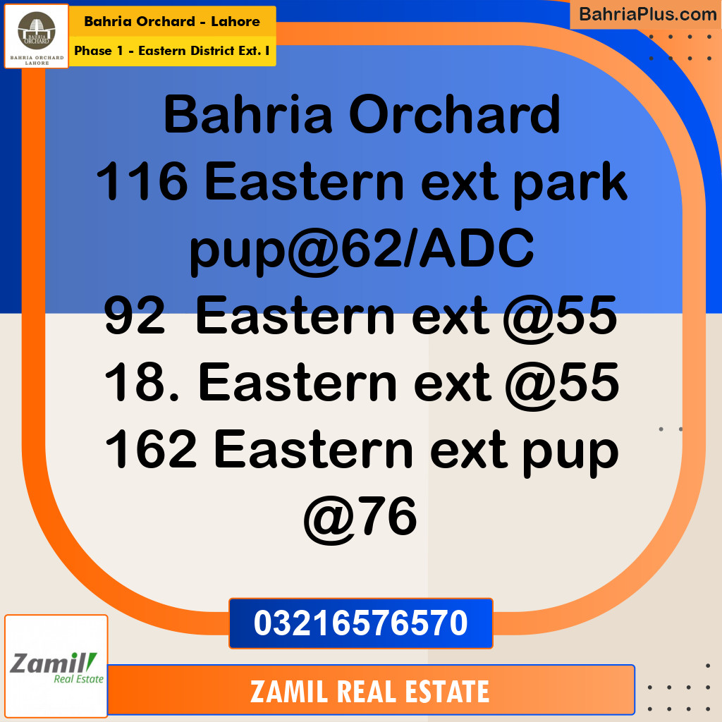 5 Marla Residential Plot for Sale in Phase 1 - Eastern District Ext. I -  Bahria Orchard, Lahore - (BP-238179)