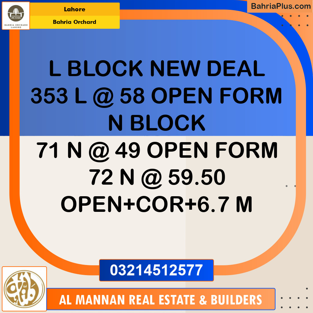 5 Marla Residential Plot for Sale in Bahria Orchard, Lahore - (BP-238239)