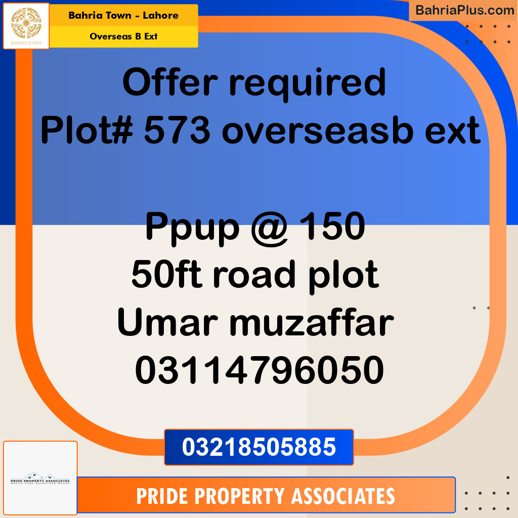 10 Marla Residential Plot for Sale in Overseas B Ext -  Bahria Town, Lahore - (BP-238262)