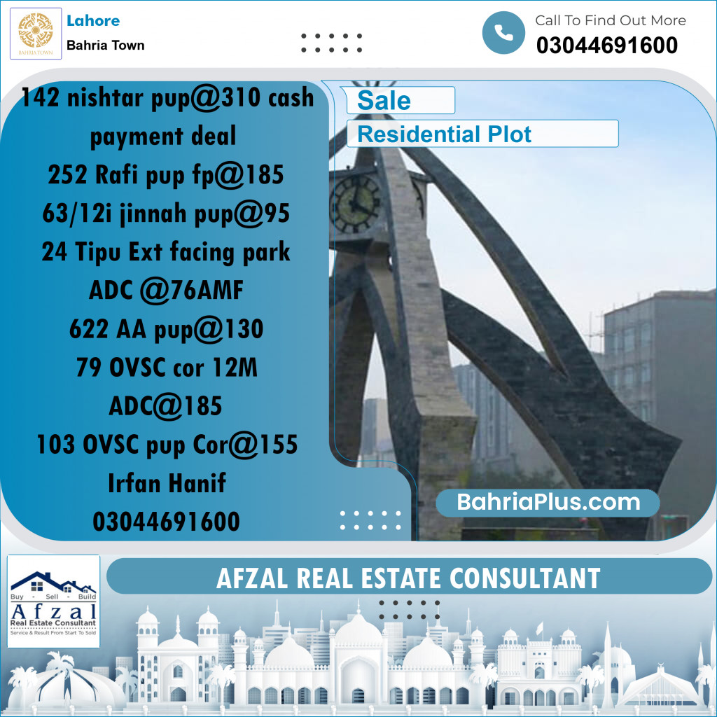Residential Plot for Sale in Bahria Town, Lahore - (BP-238264)