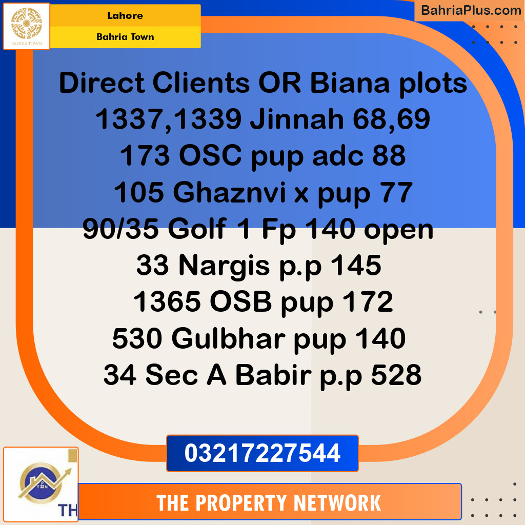 10 Marla Residential Plot for Sale in Bahria Town, Lahore - (BP-238347)