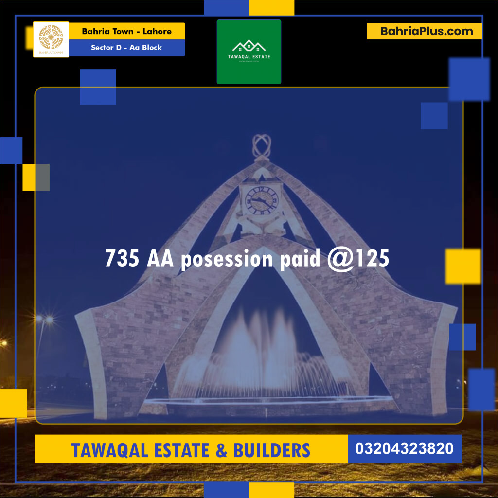 5 Marla Residential Plot for Sale in Sector D - AA Block -  Bahria Town, Lahore - (BP-238391)