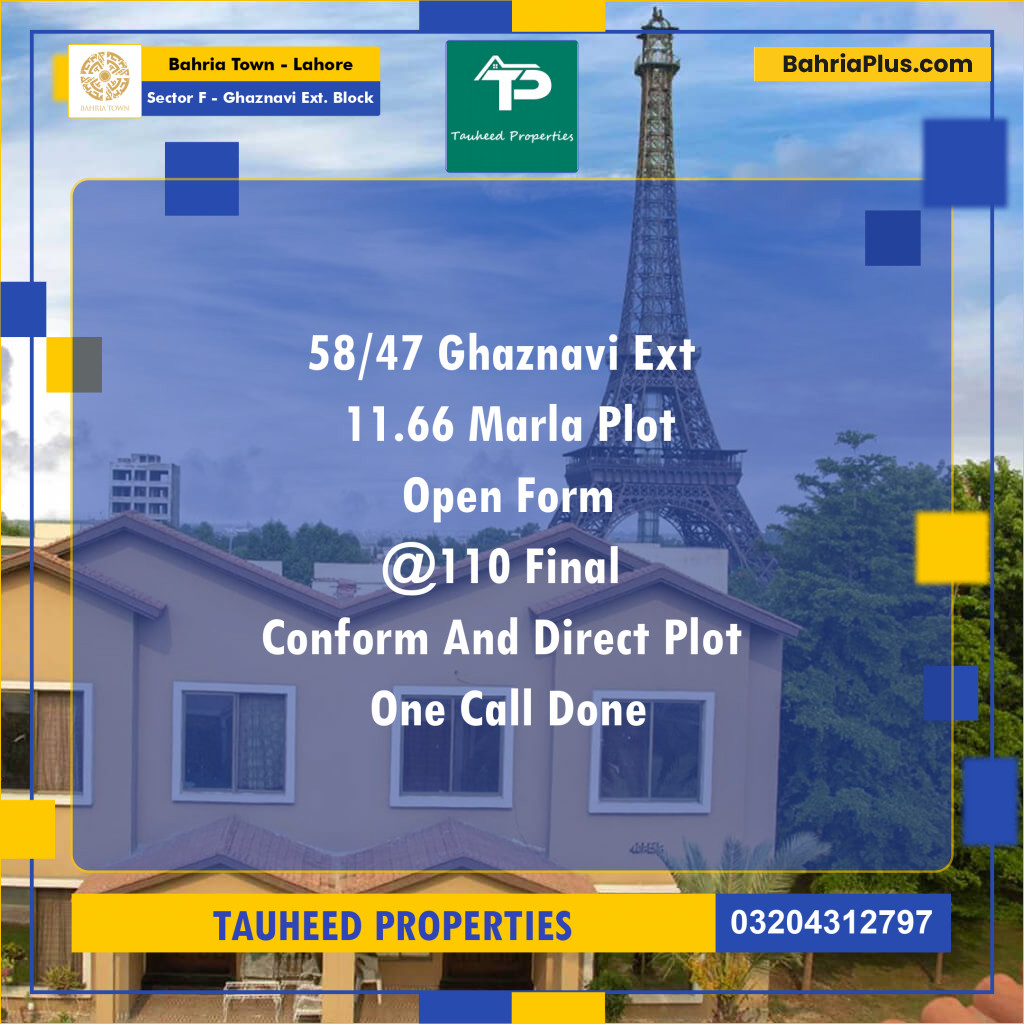 10 Marla Residential Plot for Sale in Sector F - Ghaznavi Ext. Block -  Bahria Town, Lahore - (BP-238456)