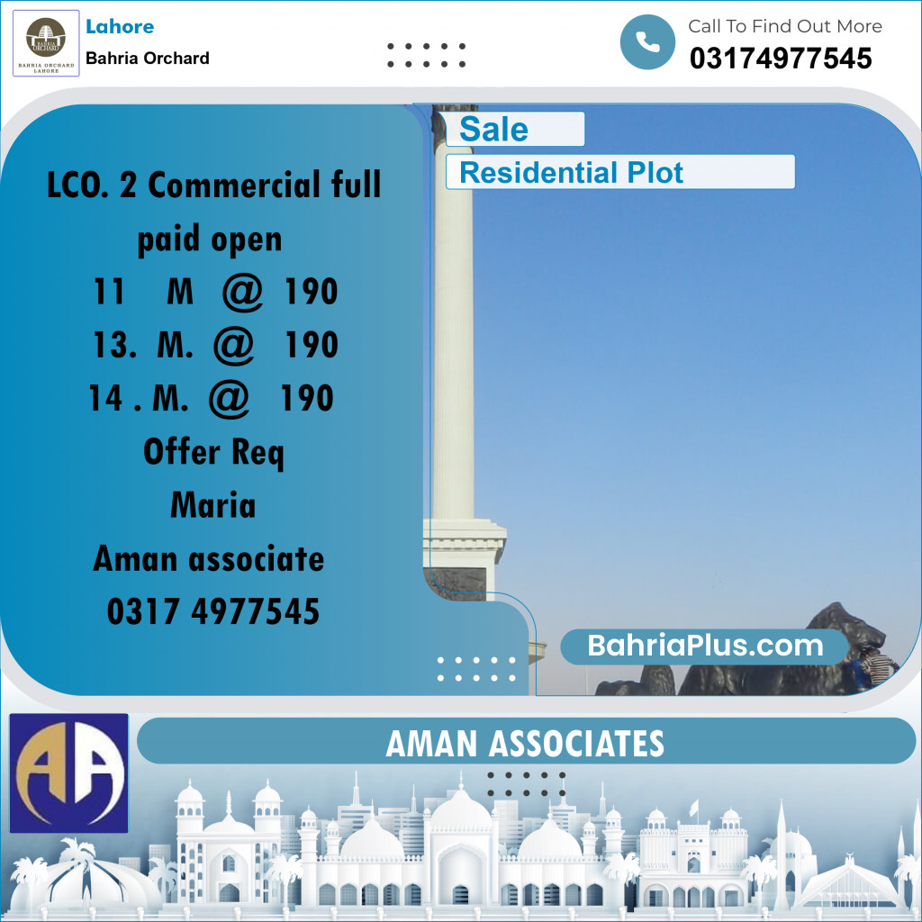 Residential Plot for Sale in Bahria Orchard, Lahore - (BP-238639)