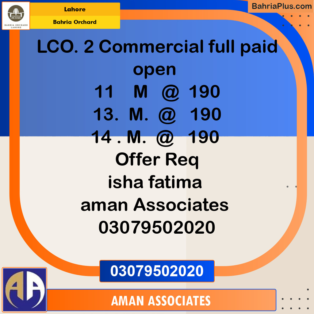 Residential Plot for Sale in Bahria Orchard, Lahore - (BP-238674)